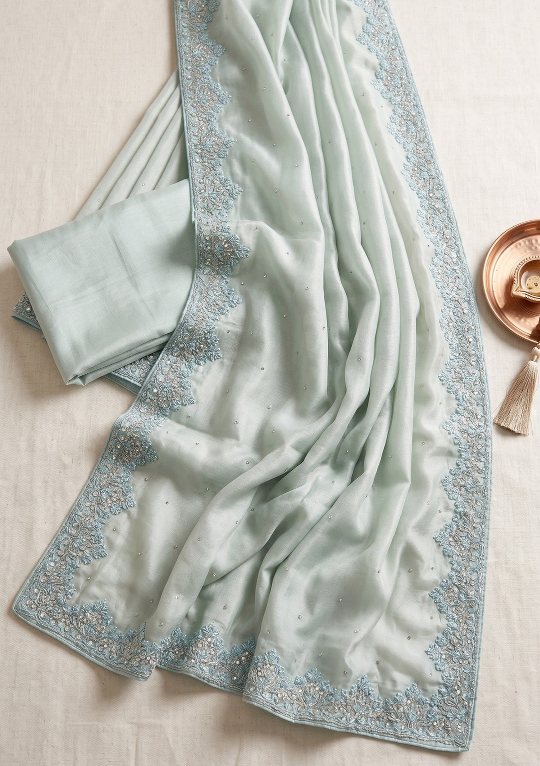 Blue Cutdana Tissue Saree