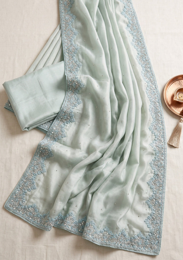 Blue Cutdana Tissue Saree