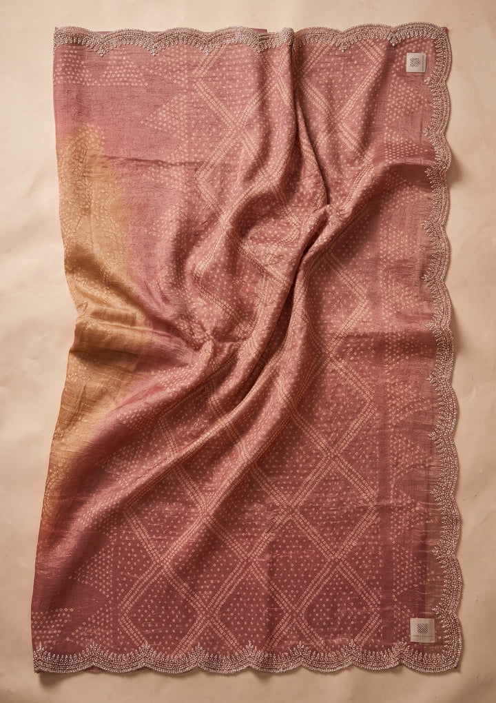 Brown Stonework (Gold) Organza Saree
