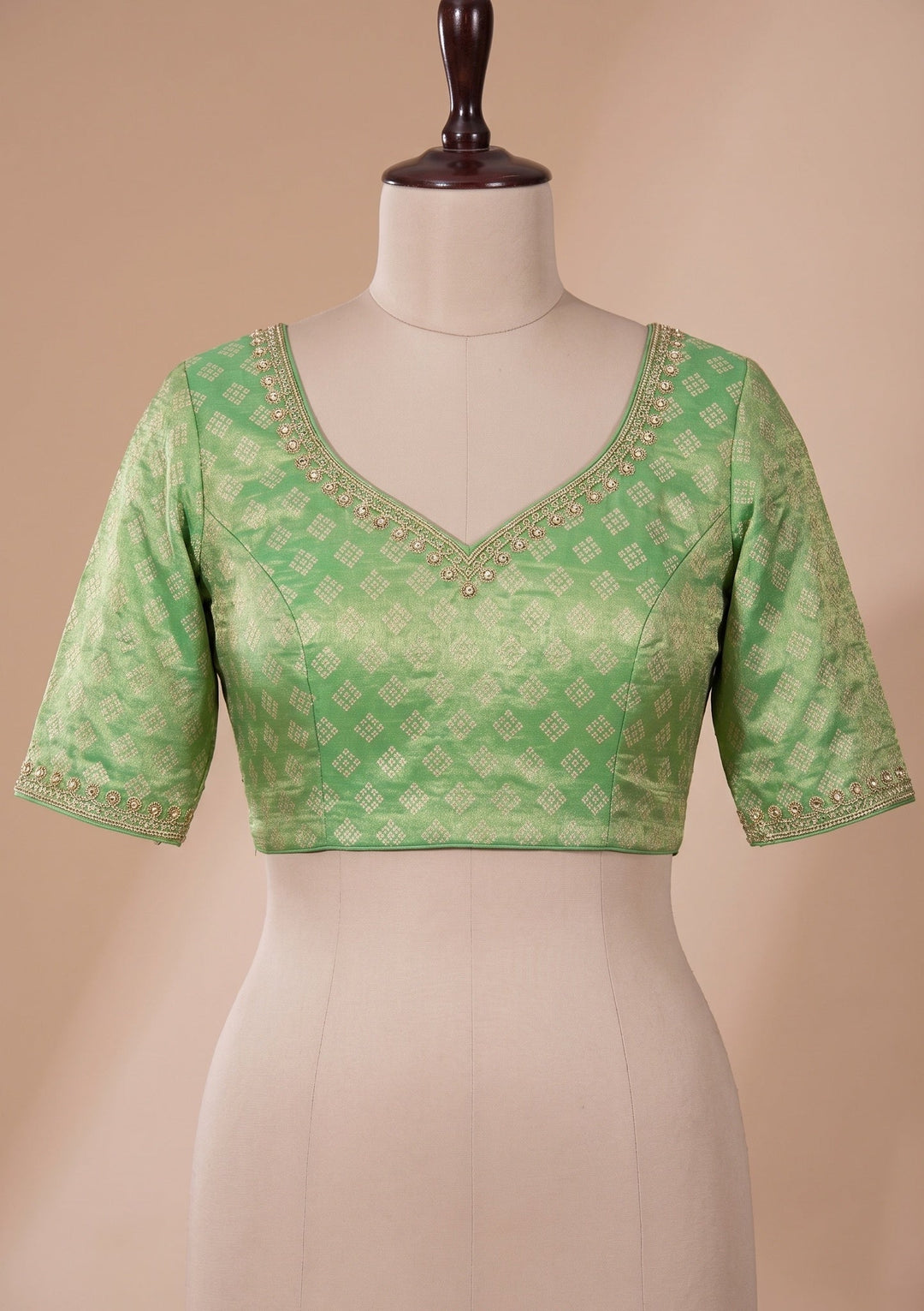Sea Green Stonework (Gold) Organza Saree
