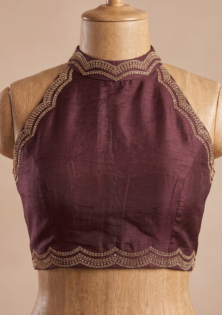 Brown Stonework (Gold) Tissue Saree
