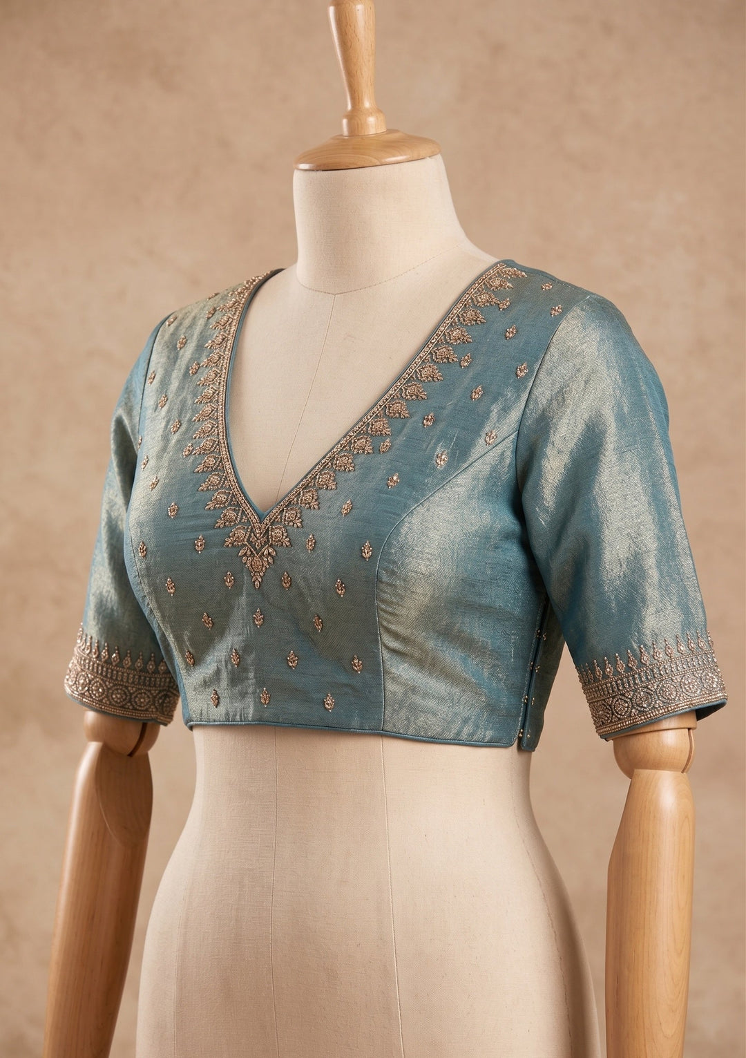 Light Grey Stonework (Gold) Tissue Saree