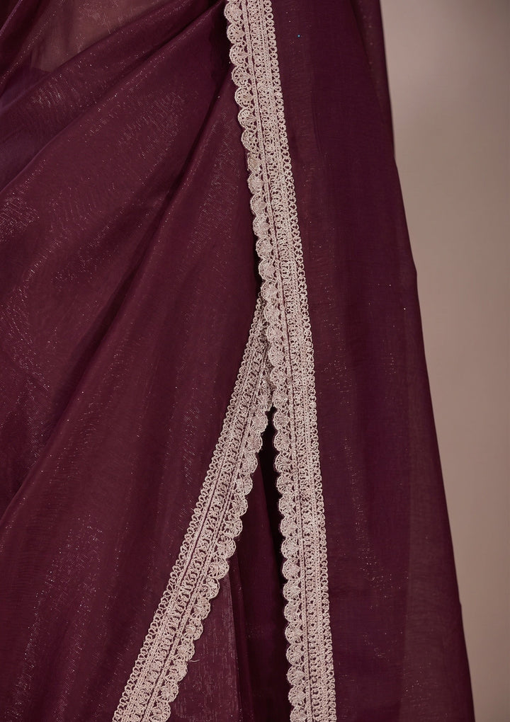 Wine Stonework (Gold) Tissue Saree