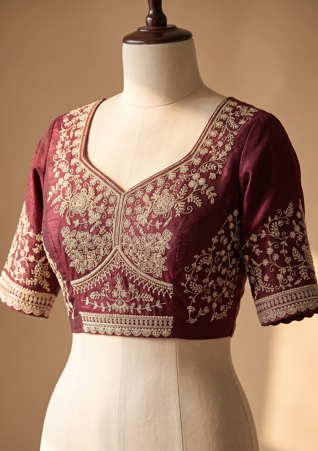 Wine Stonework (Gold) Tissue Saree
