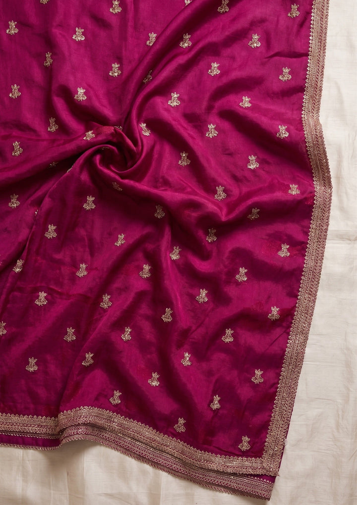 Wine Stonework (Gold) Tissue Saree