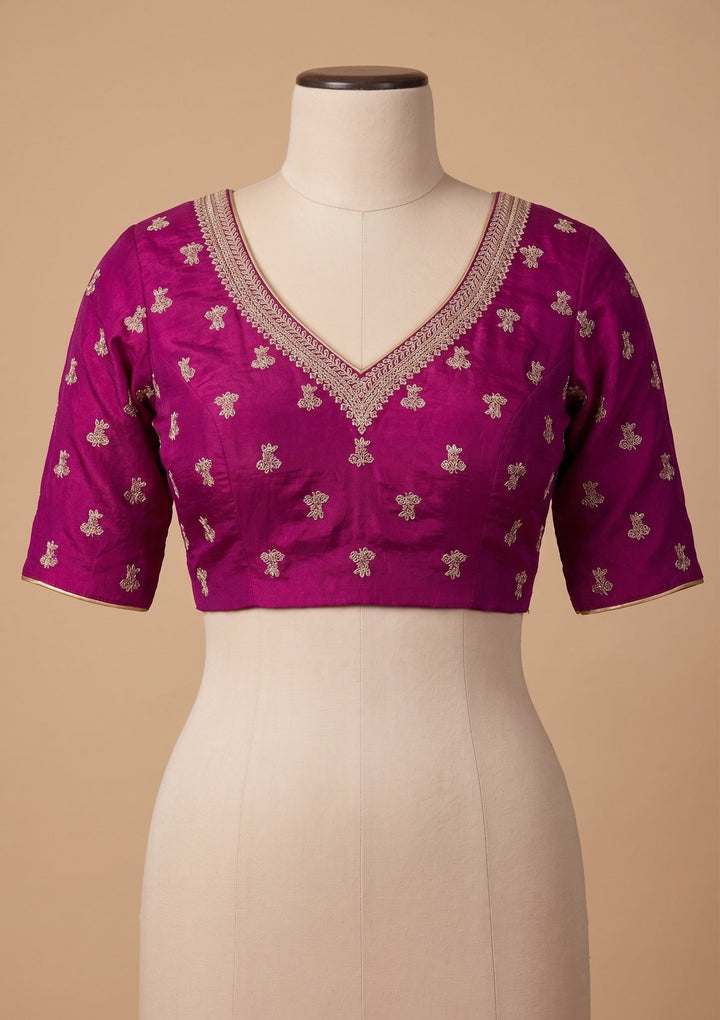 Wine Stonework (Gold) Tissue Saree