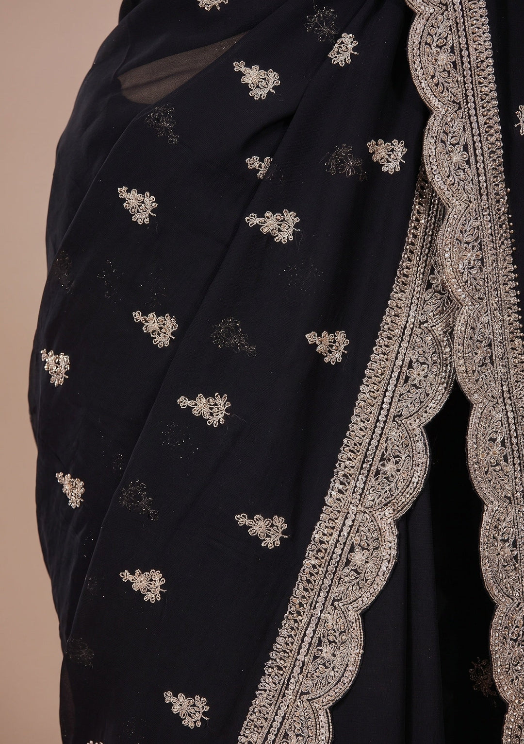 Black Stonework (Gold) Georgette Saree