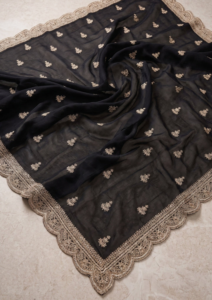 Black Stonework (Gold) Georgette Saree