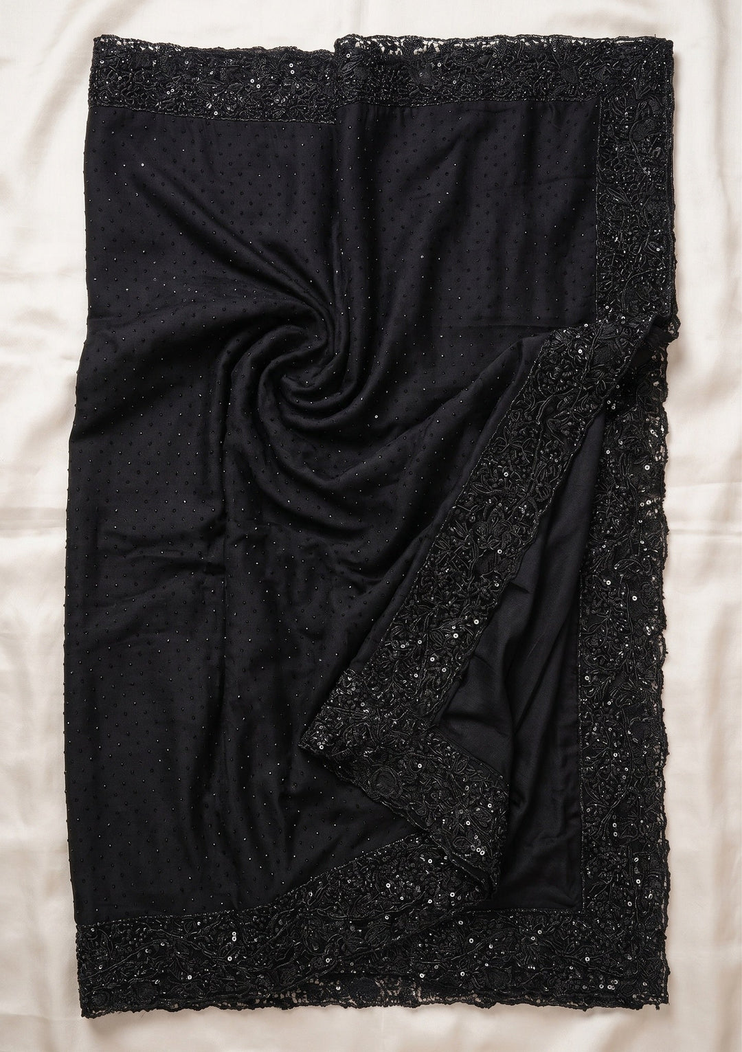 Black Cutwork Satin Saree