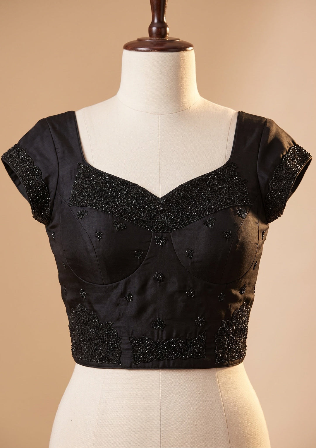 Black Cutwork Satin Saree