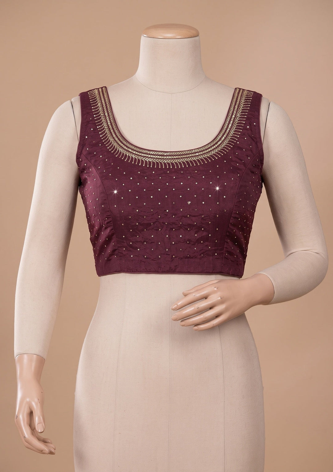 Maroon Stonework (Gold) Tissue Saree
