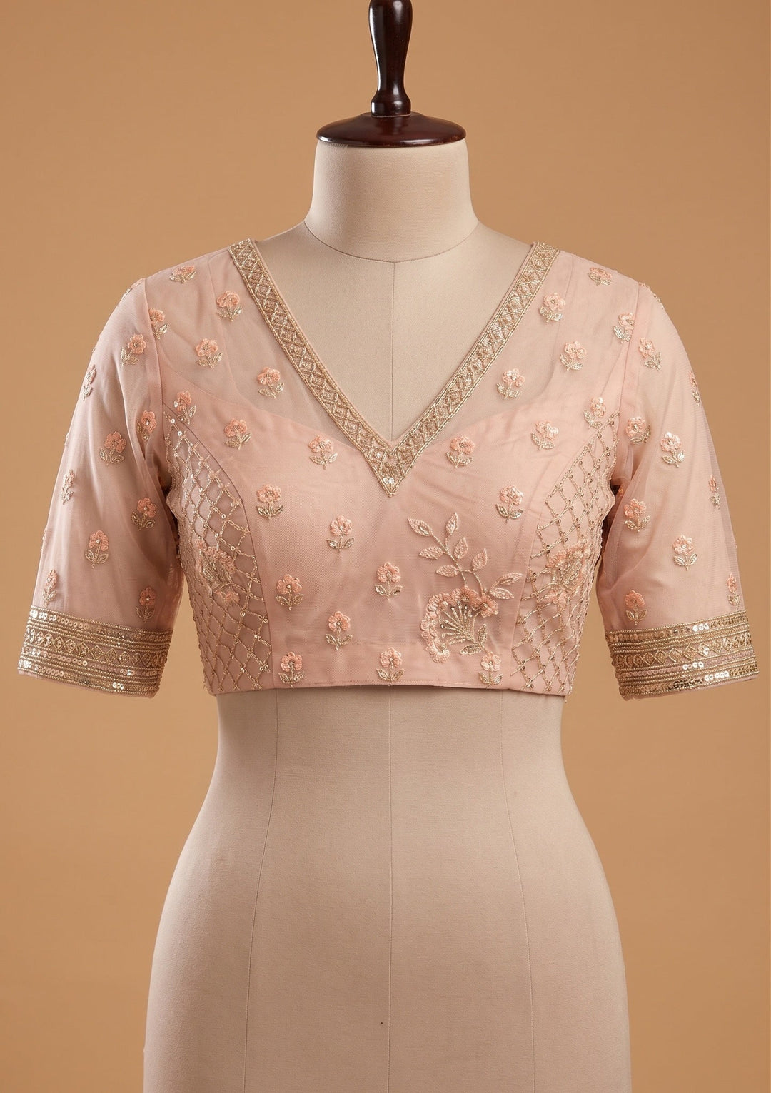 Baby Pink Cutdana Tissue Saree