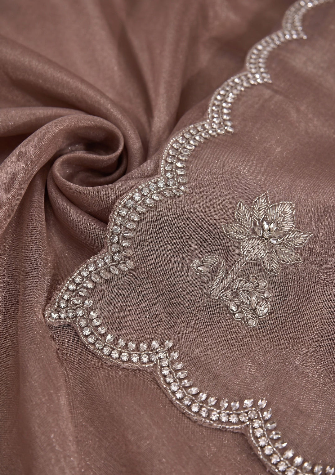 Brown Stonework (Gold) Tissue Saree