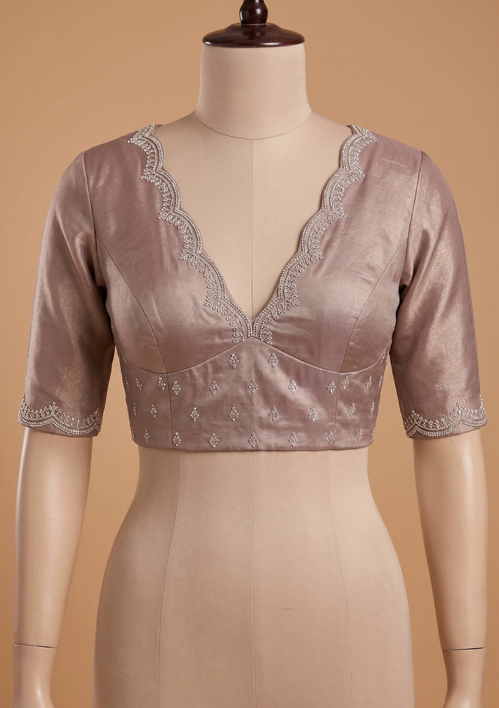 Brown Stonework (Gold) Tissue Saree