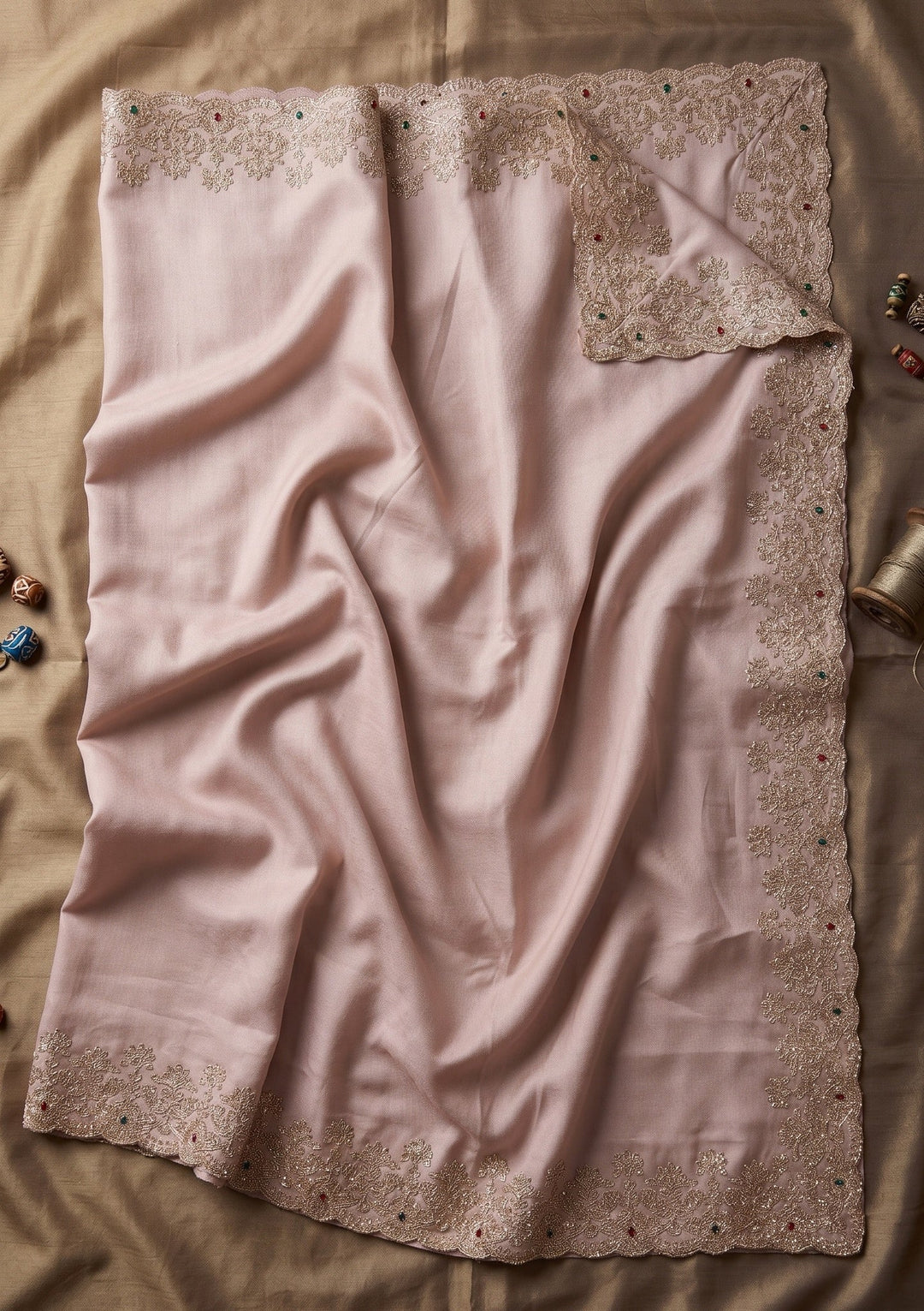 Mauve Stonework (Gold) Tissue Saree