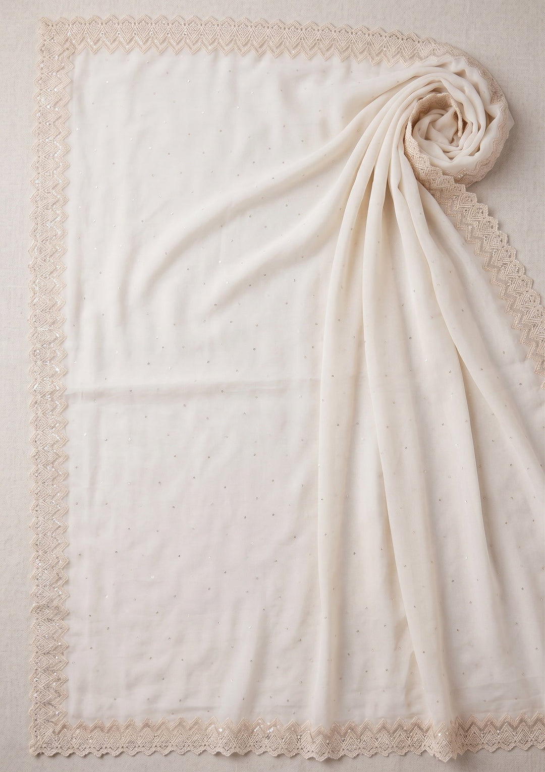 Off White Pearlwork Organza Saree