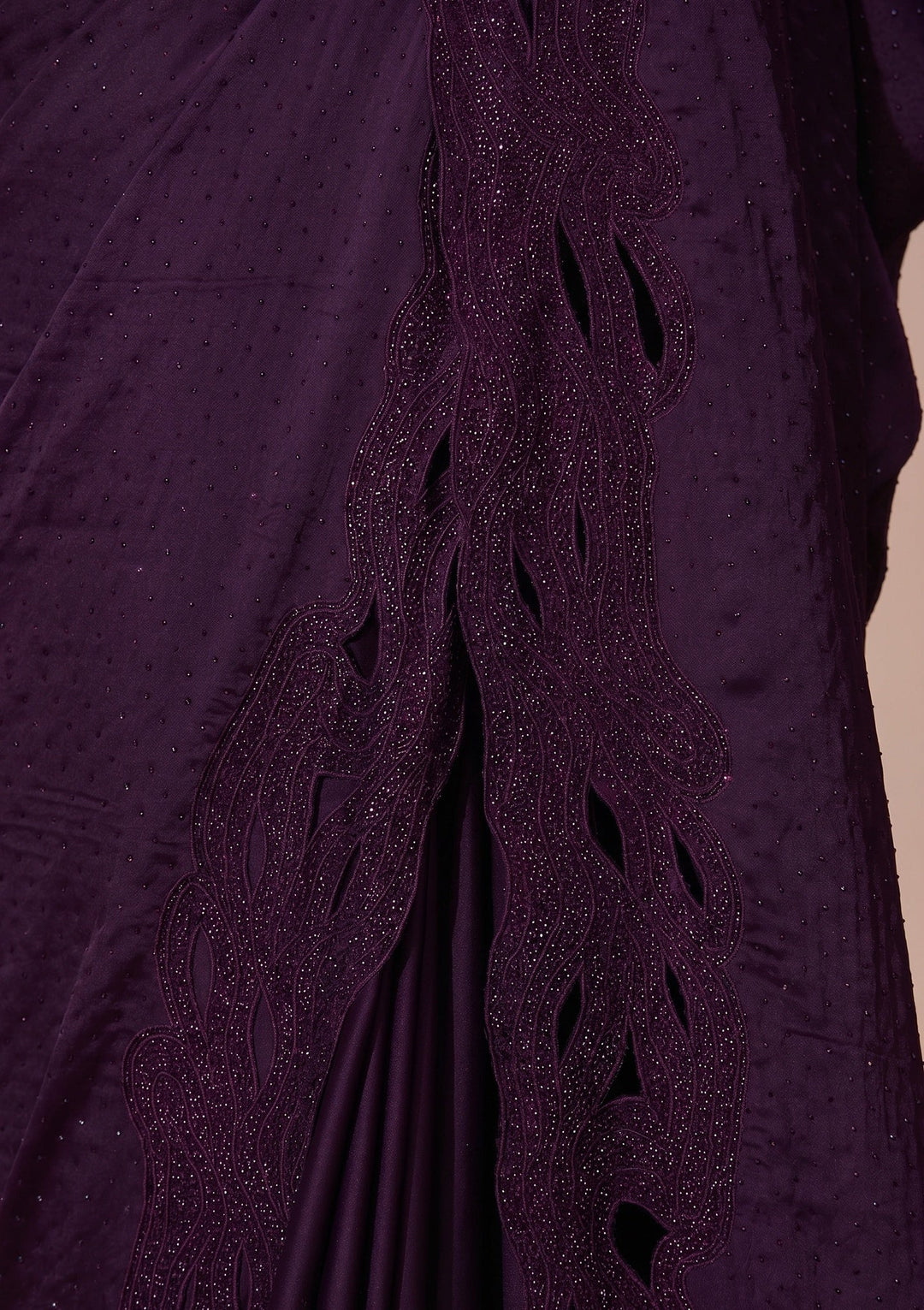 Purple Swarovski Satin Saree