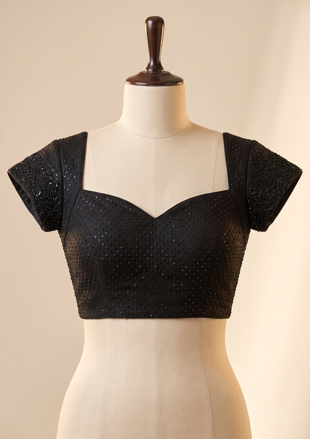 Black Swarovski Satin Saree