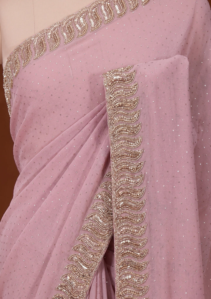 Mauve Stonework (Gold) Georgette Saree