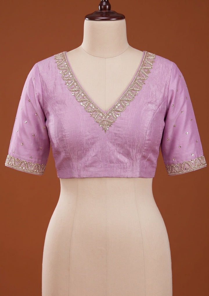 Dark Lavender Stonework (Gold) Chiffon Saree