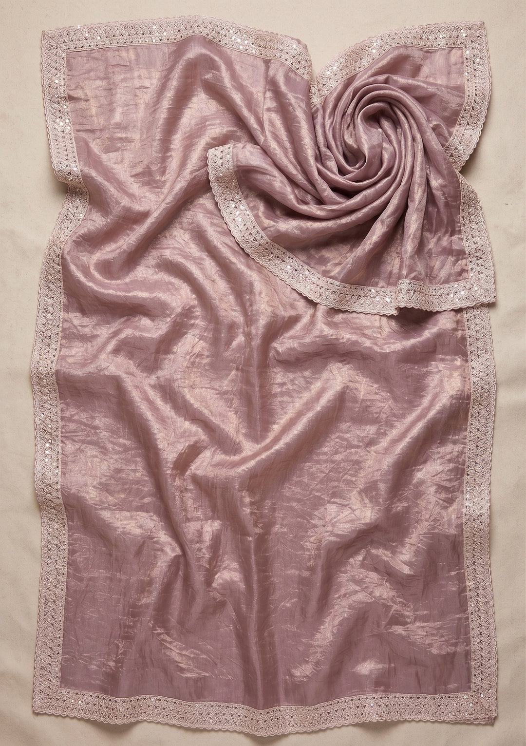 Light Brown Stonework (Gold) Tissue Saree With Matching Blouse Piece