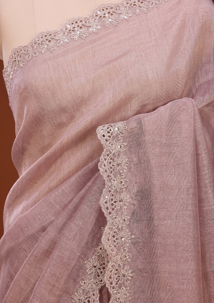 Mauve Stonework (Gold) Tissue Saree