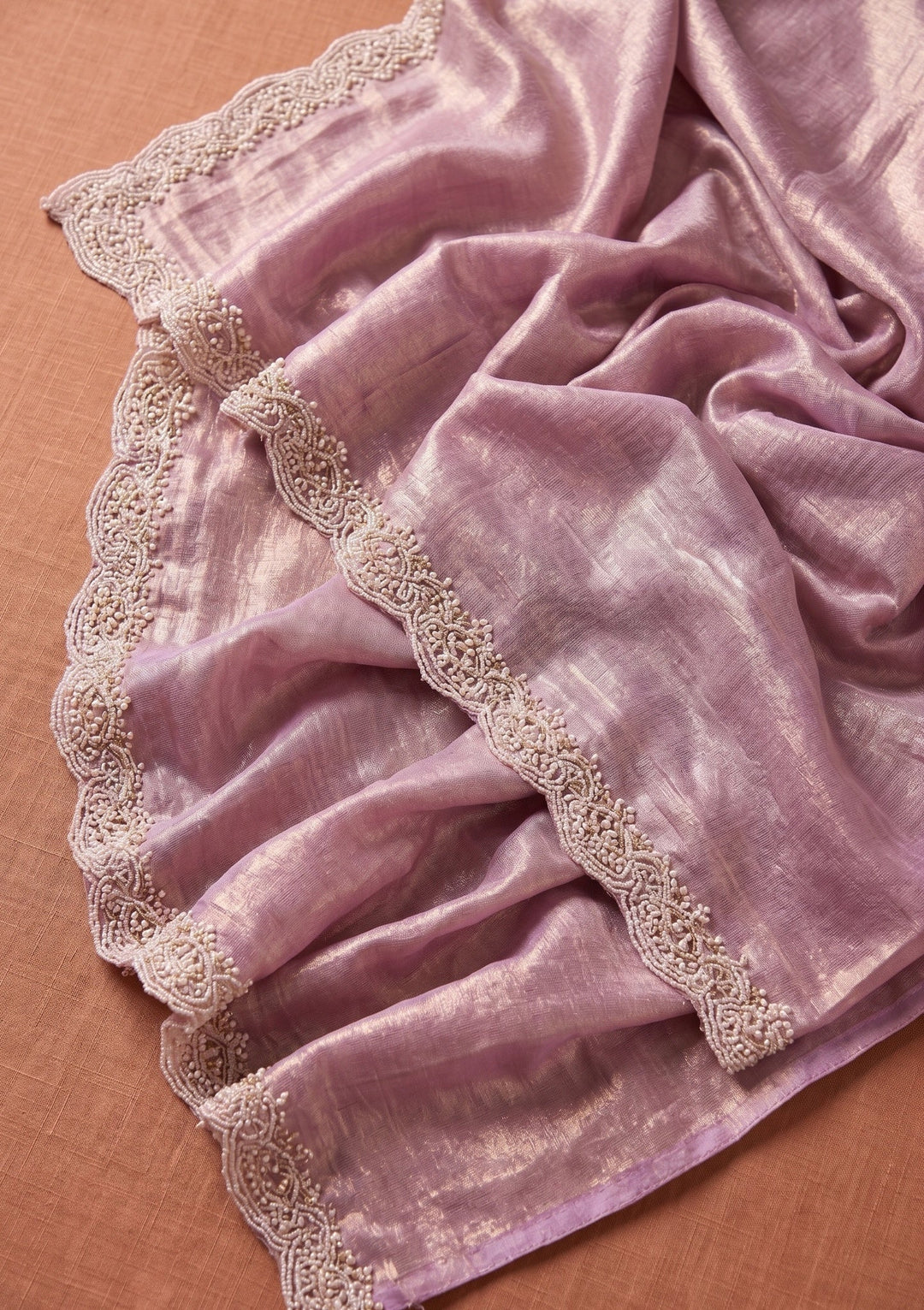 Mauve Stonework (Gold) Tissue Saree
