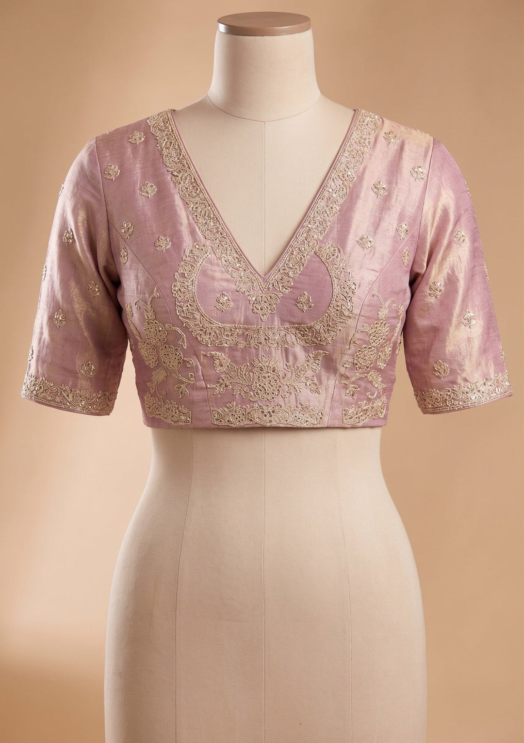 Mauve Stonework (Gold) Tissue Saree