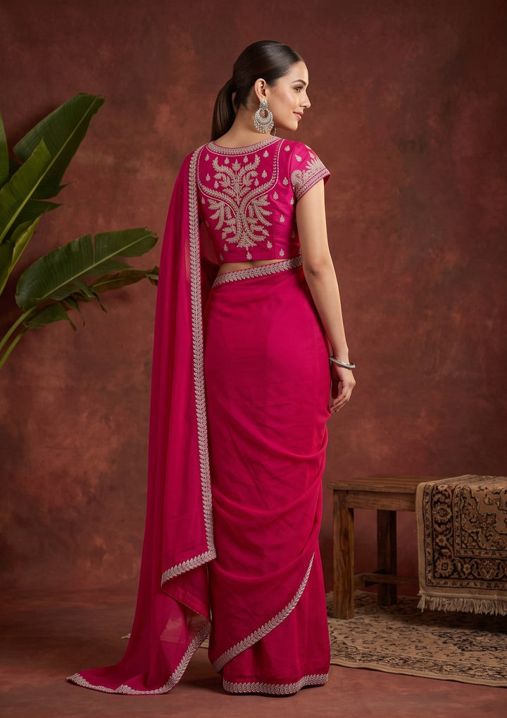 Red Stonework (Gold) Georgette Saree