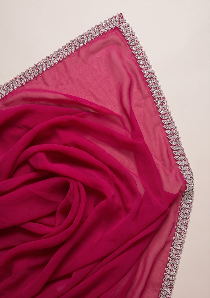 Red Stonework (Gold) Georgette Saree