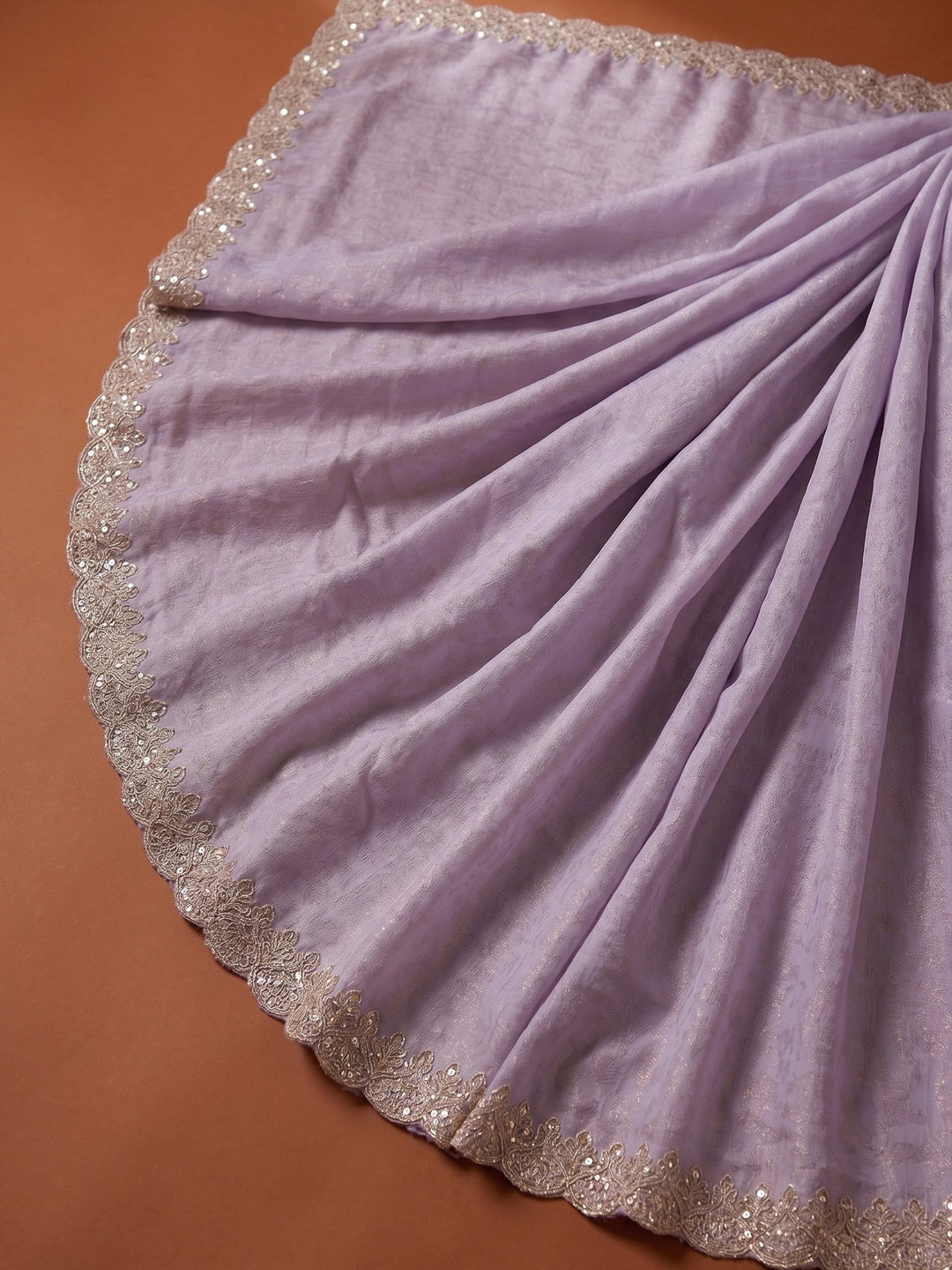 Lavender Stonework (Gold) Tissue Saree