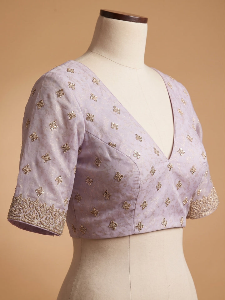 Lavender Stonework (Gold) Tissue Saree