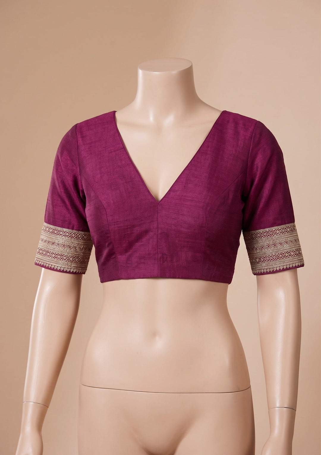 Wine Zariwork (Gold) Soft Raw Silk Saree