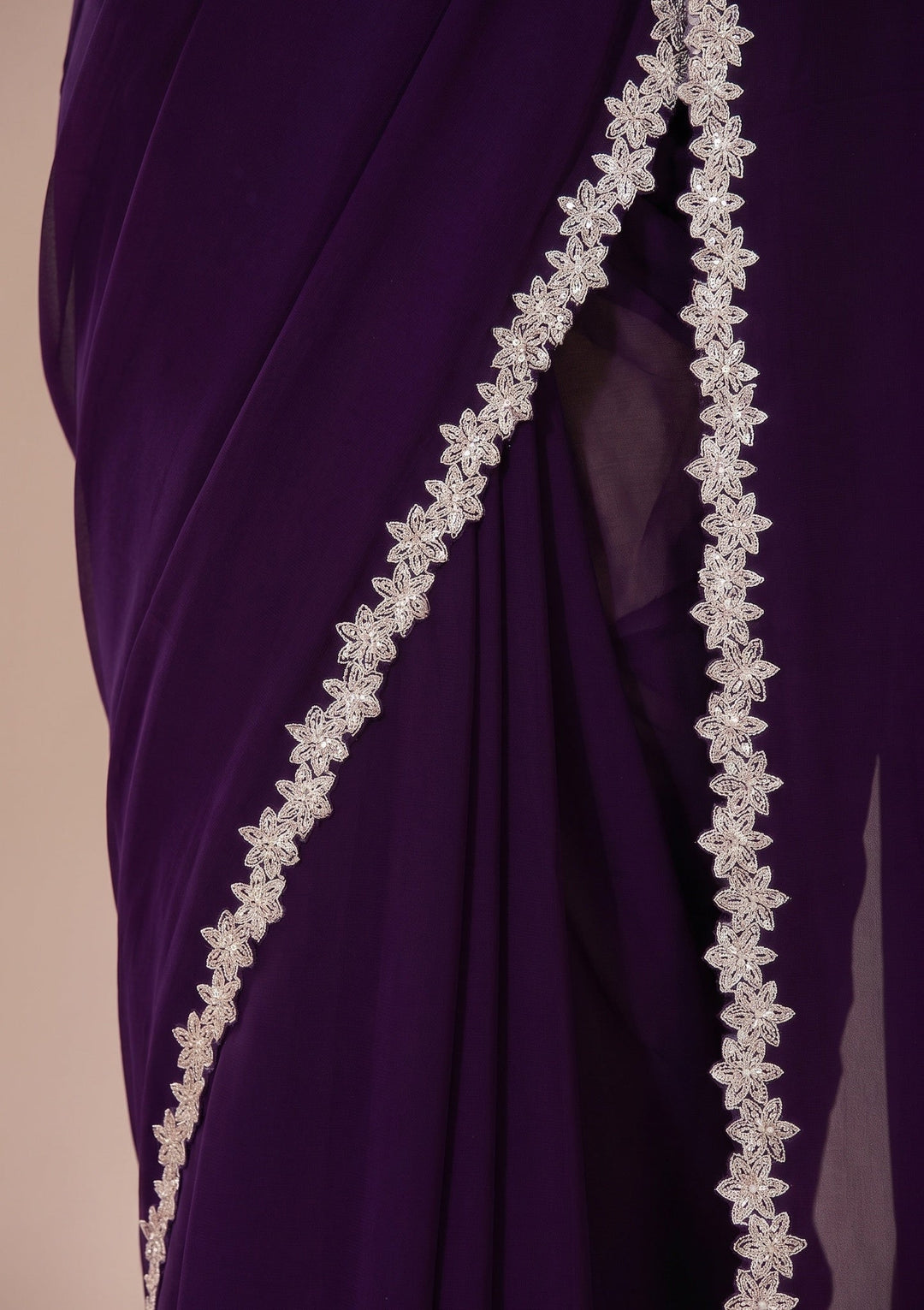 Purple Stonework (Gold) Georgette Saree