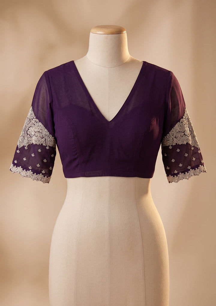 Purple Stonework (Gold) Georgette Saree