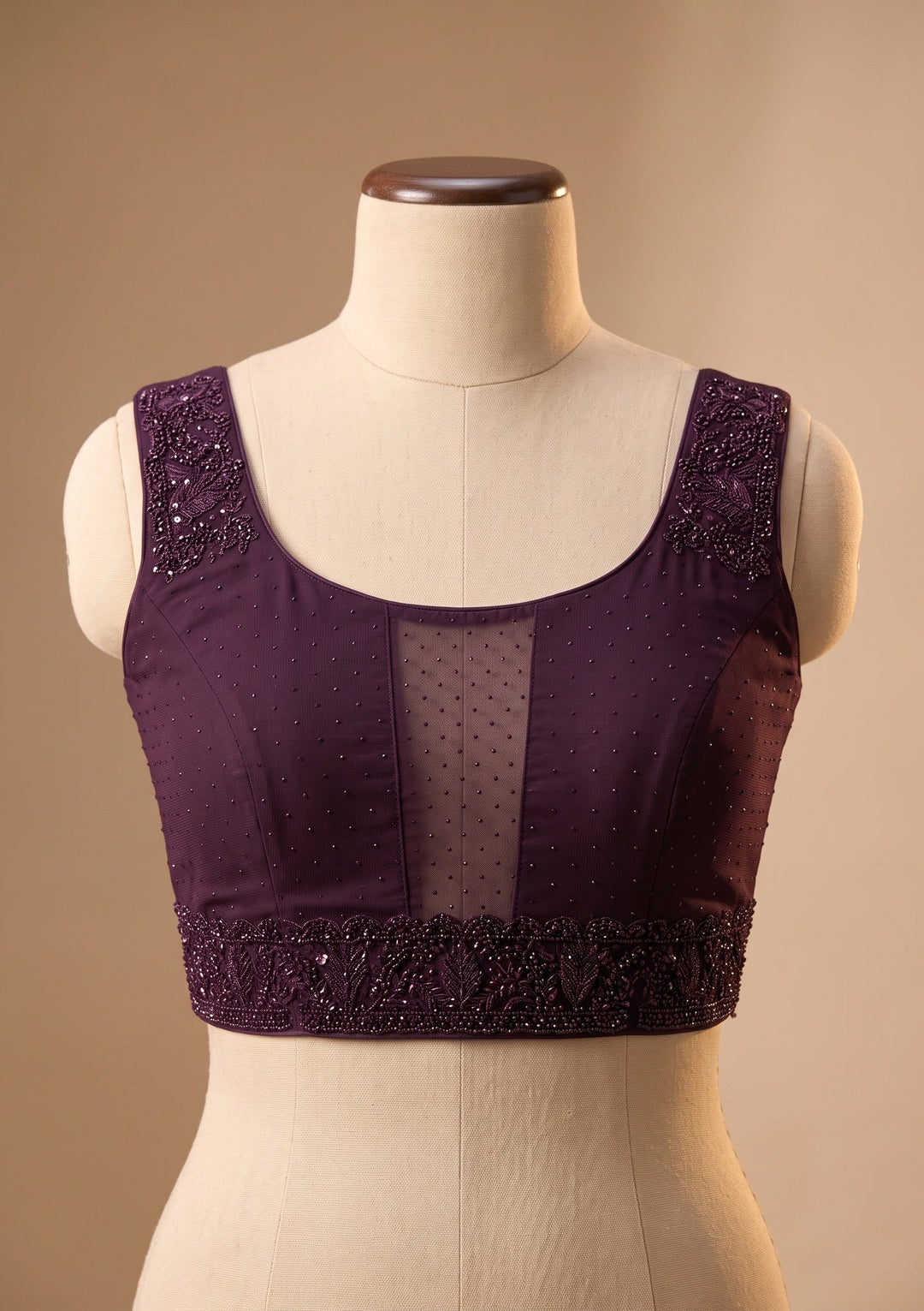 Purple Swarovski Georgette Saree