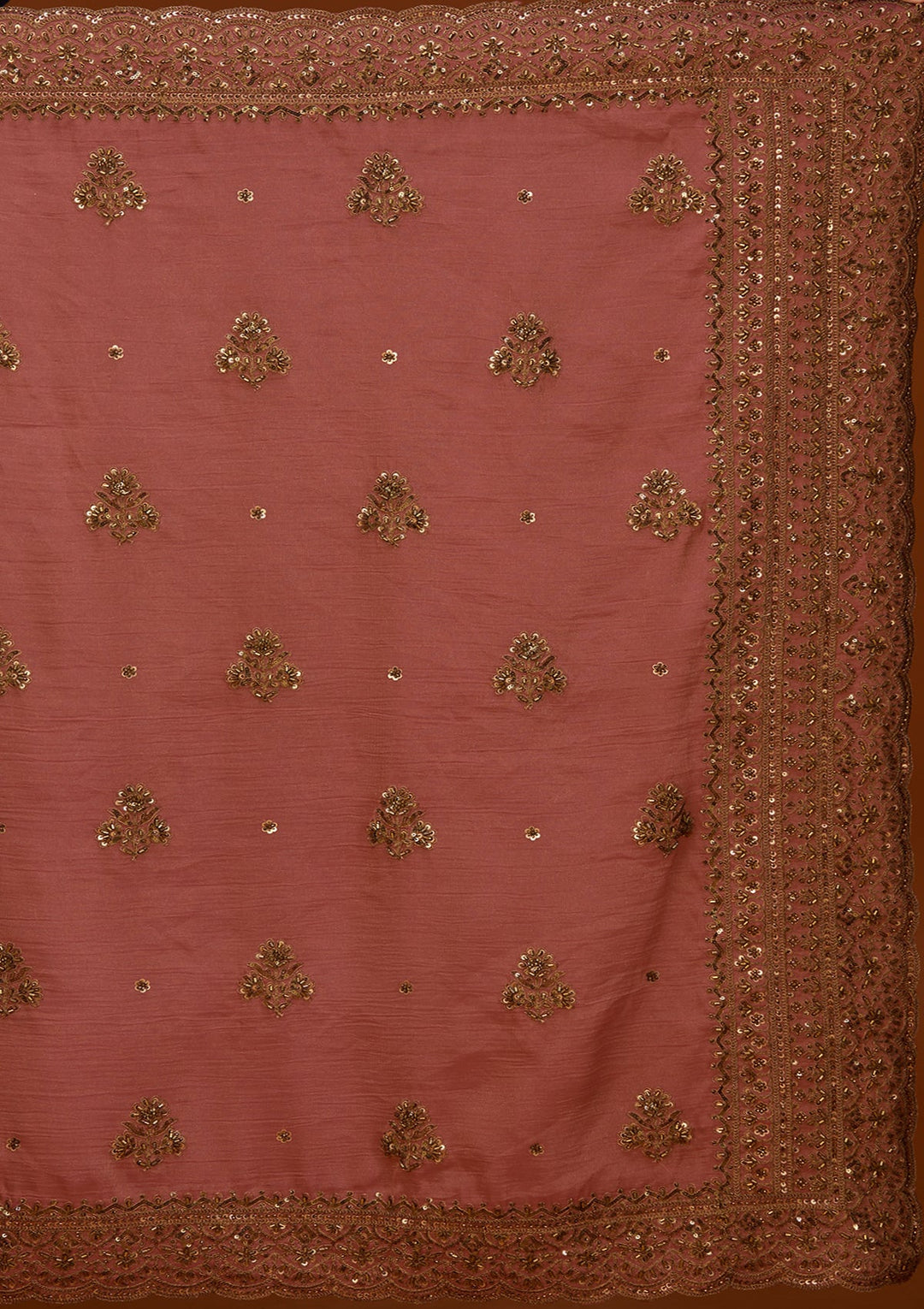 Onion Pink Tissue Cording Saree With Matching Blouse Piece