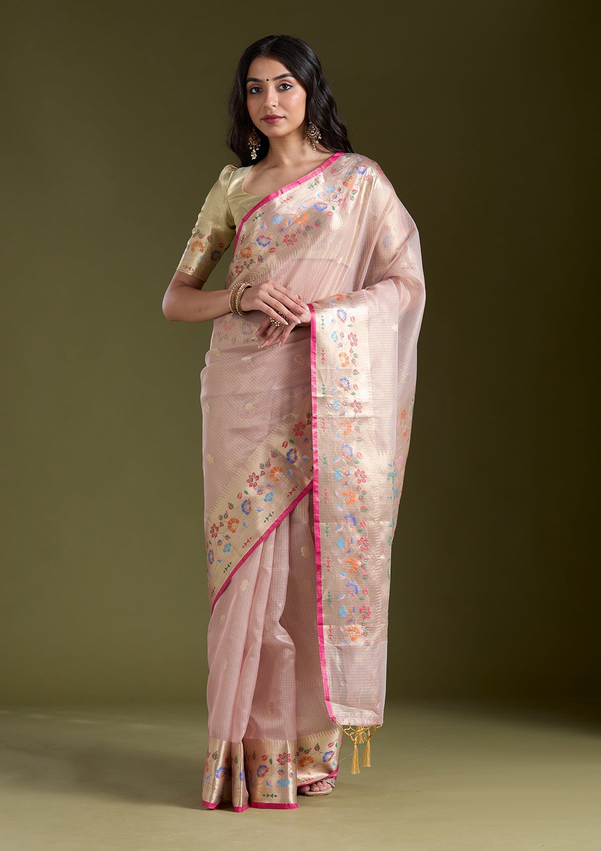 Lavender Zariwork (Gold) Banarasi Silk Saree-koskii