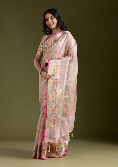 Lavender Zariwork (Gold) Banarasi Silk Saree-koskii