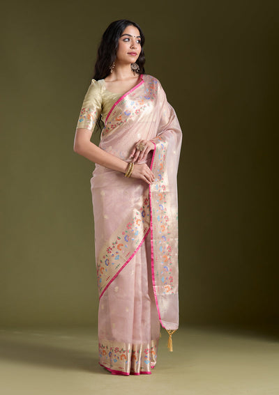 Lavender Zariwork (Gold) Banarasi Silk Saree-koskii
