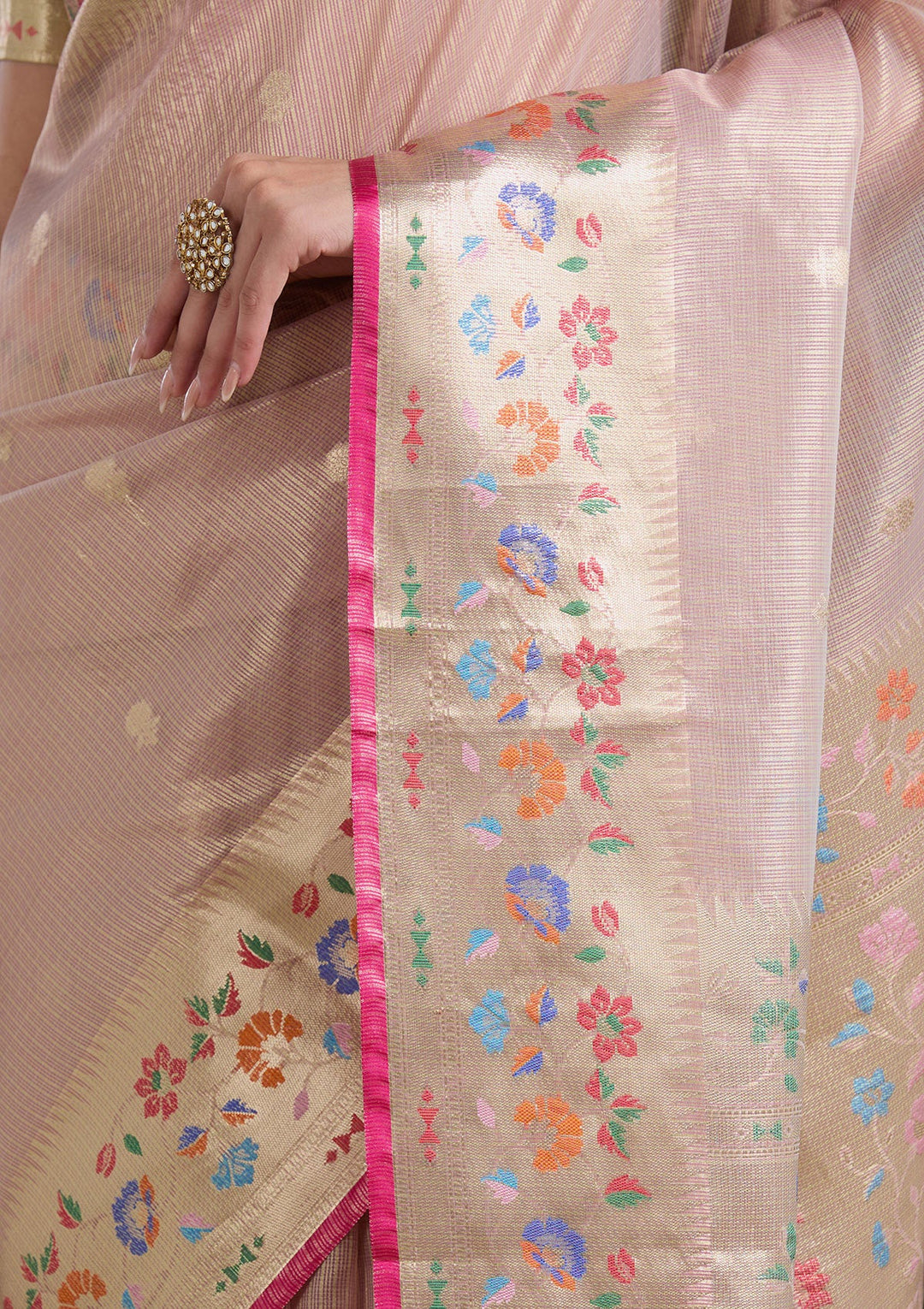Lavender Zariwork (Gold) Banarasi Silk Saree-koskii