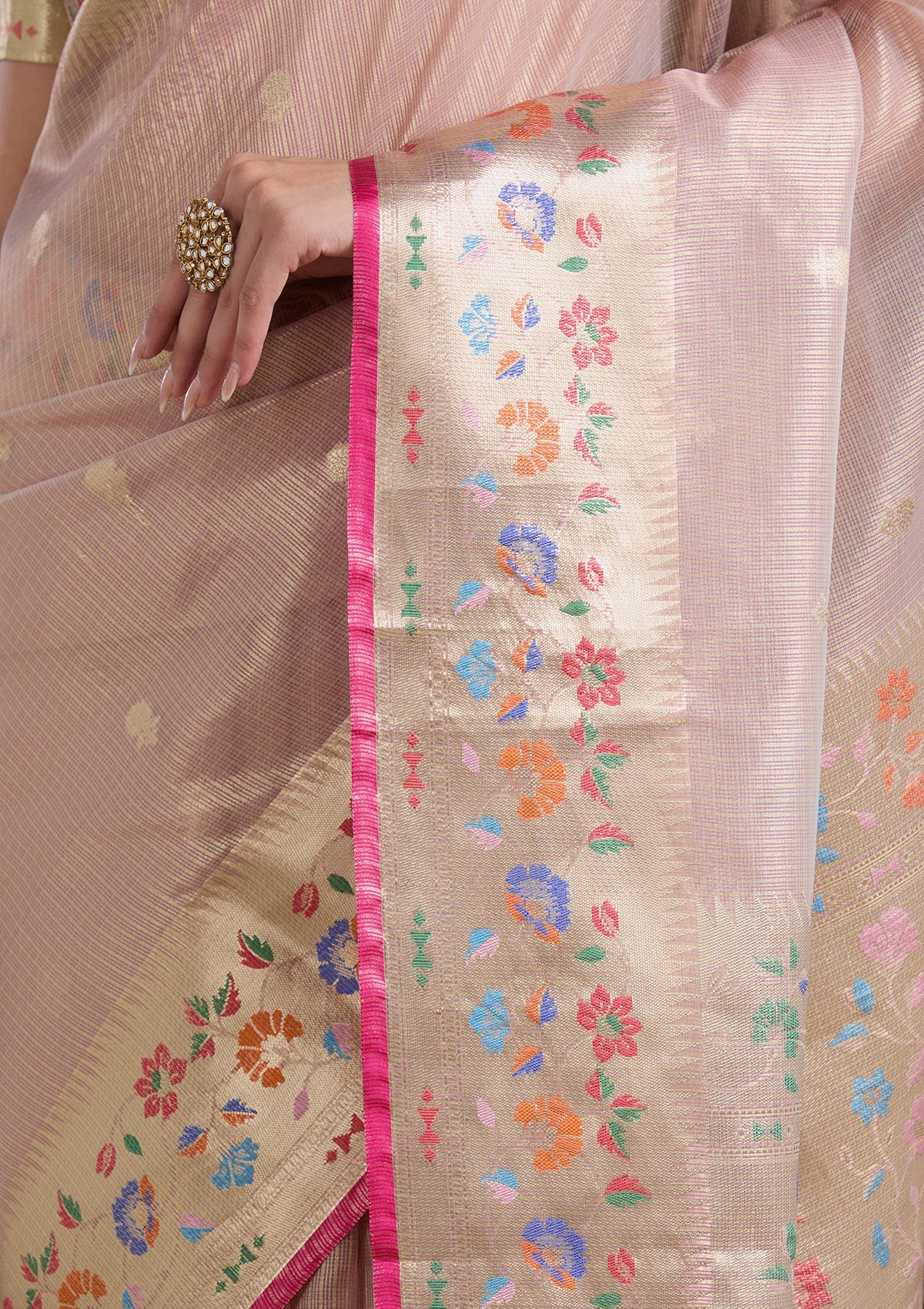 Lavender Zariwork (Gold) Banarasi Silk Saree-koskii
