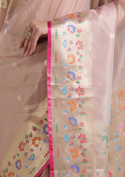 Lavender Zariwork (Gold) Banarasi Silk Saree-koskii