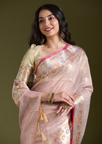 Lavender Zariwork (Gold) Banarasi Silk Saree-koskii