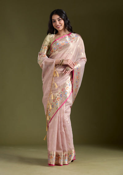 Lavender Zariwork (Gold) Banarasi Silk Saree-koskii