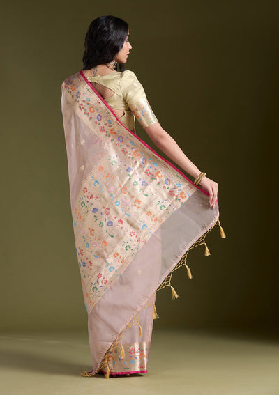 Lavender Zariwork (Gold) Banarasi Silk Saree-koskii
