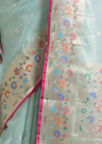 Sea Green Zariwork (Gold) Banarasi Silk Saree-koskii
