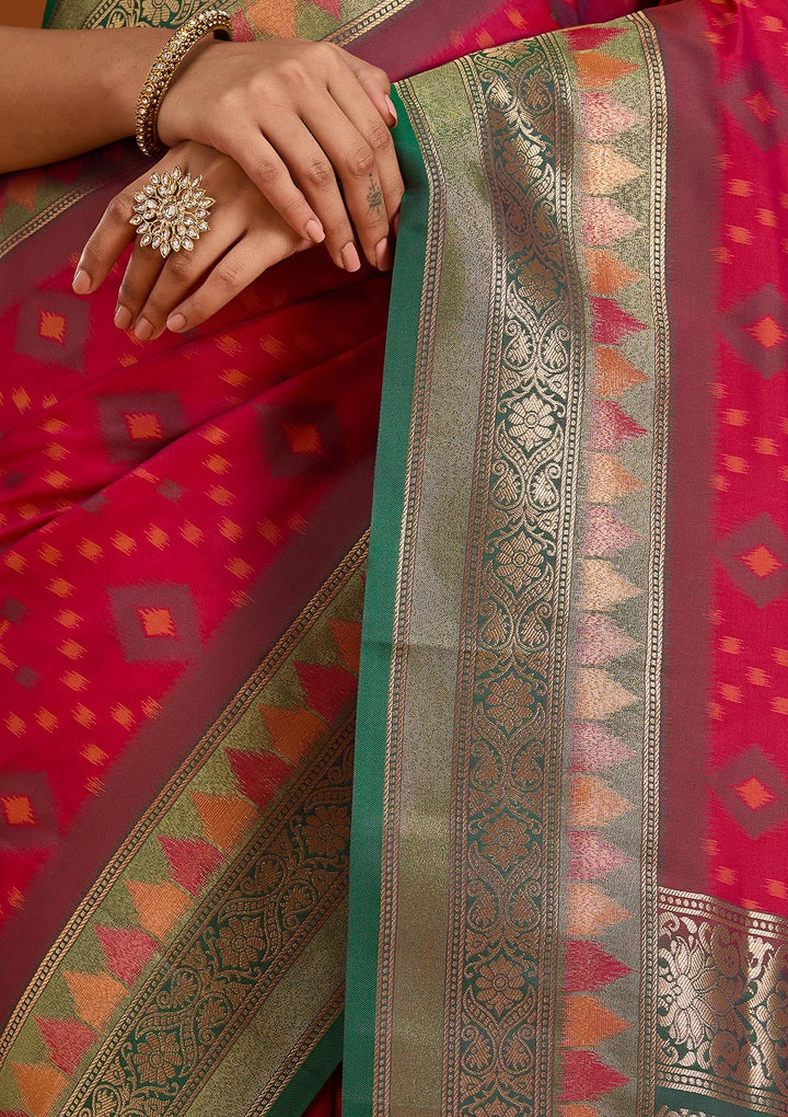 Rani Pink Pochampalli Silk Saree-Koskii