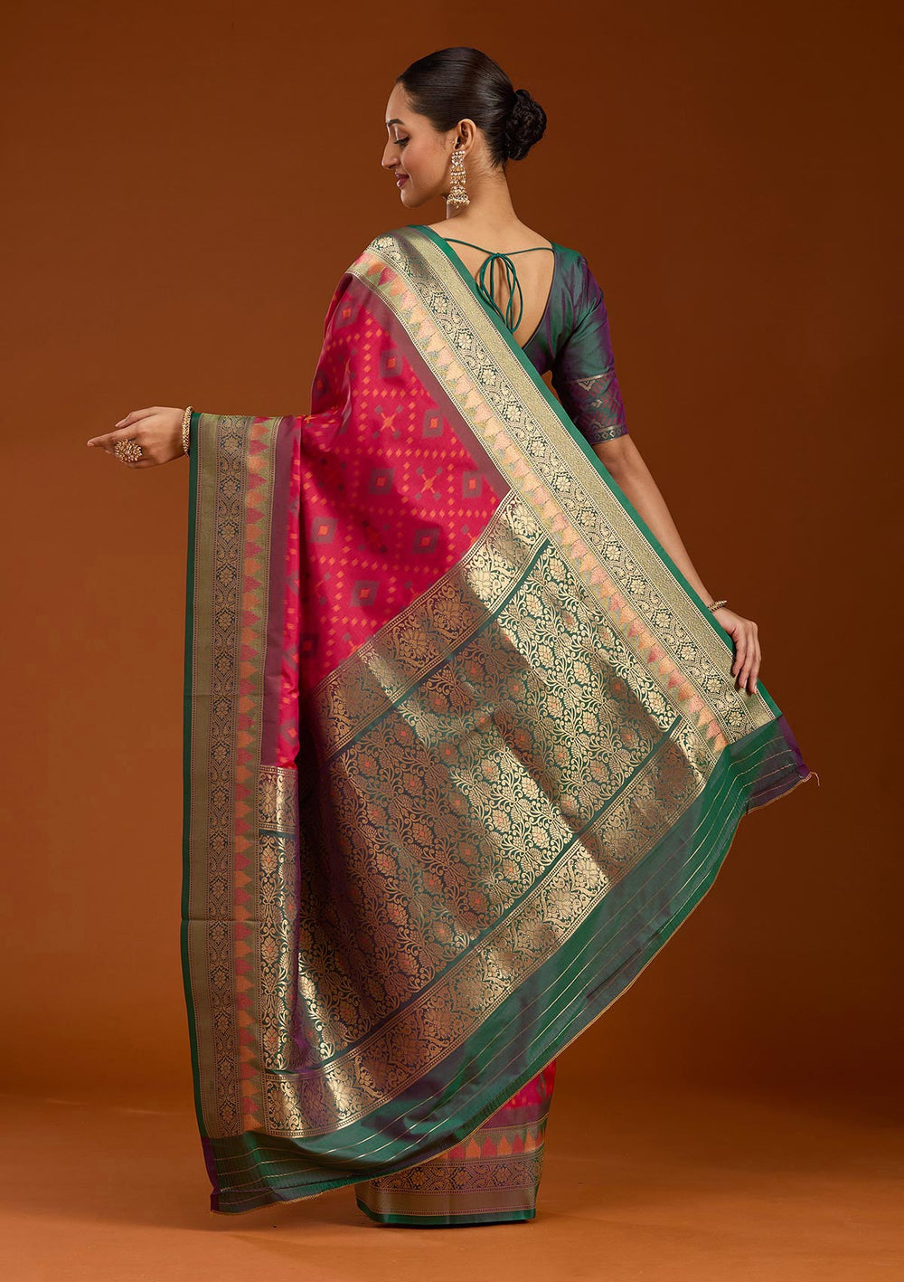 Rani Pink Pochampalli Silk Saree-Koskii