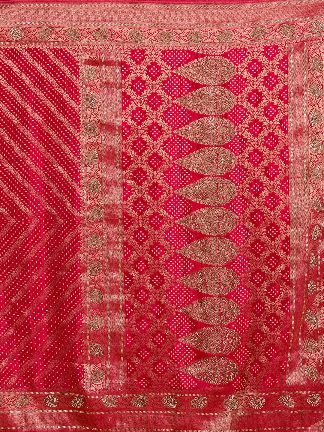 Magenta Pink Stonework Silk Saree-Koskii